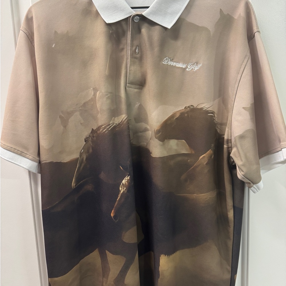 Devereaux golf Horse Print Men's pique Polo Shirt